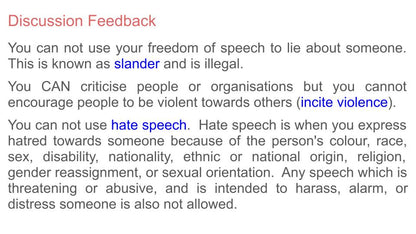 Freedom of Speech Tutor Time Citizenship