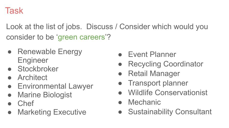 Green Careers Week Tutorial / Assembly