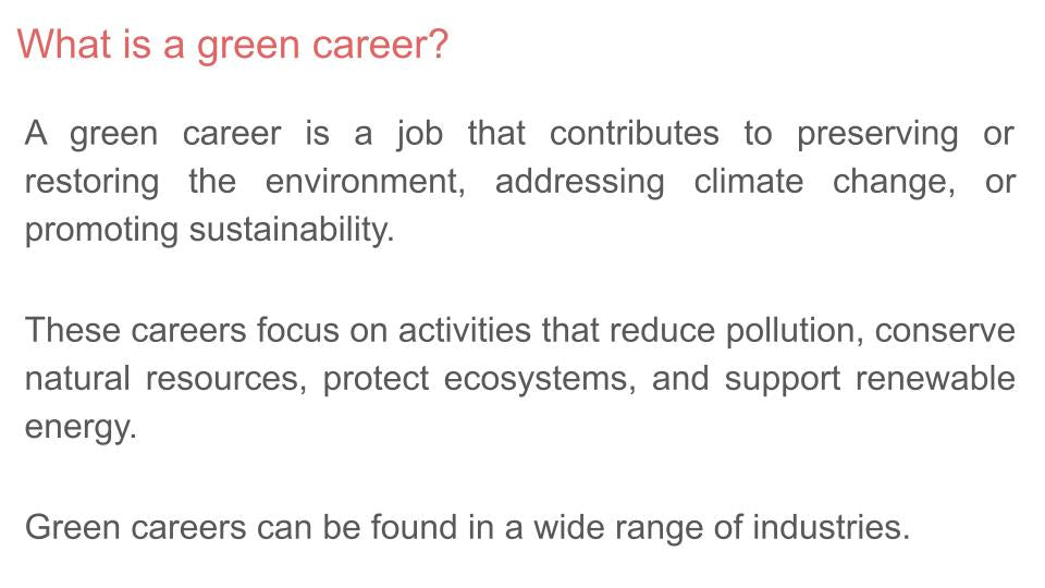 Green Careers Week Tutorial / Assembly