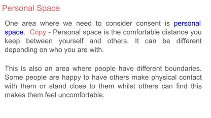Consent and Personal Space PSHE Lesson