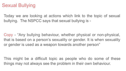 Sexual bullying PSHE RSHE