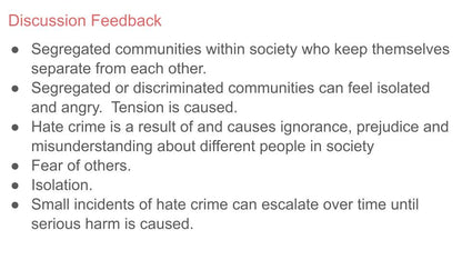 Hate Crime Lesson or Tutor Time