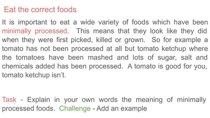 Healthy Eating PSHE Lesson / Tutor Time