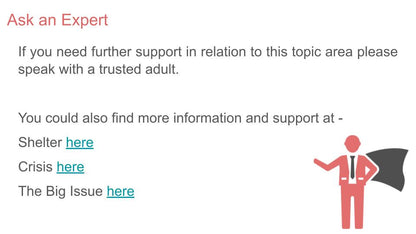 homelessness pshe citizenship support lesson slide