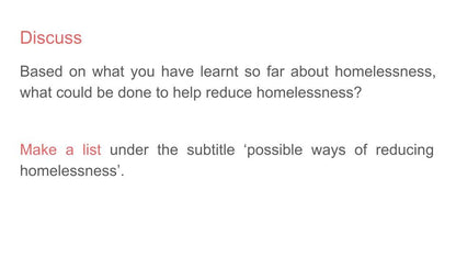 Homelessness PSHE / Citizenship Lesson