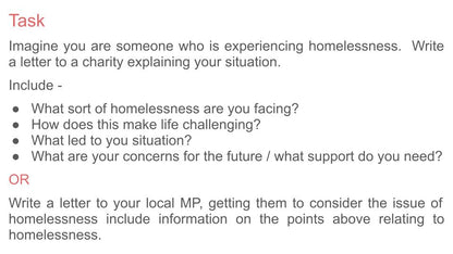 Homelessness PSHE / Citizenship Lesson
