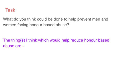 Honour based abuse pshe lesson tutor time resource 2026 RSHE
