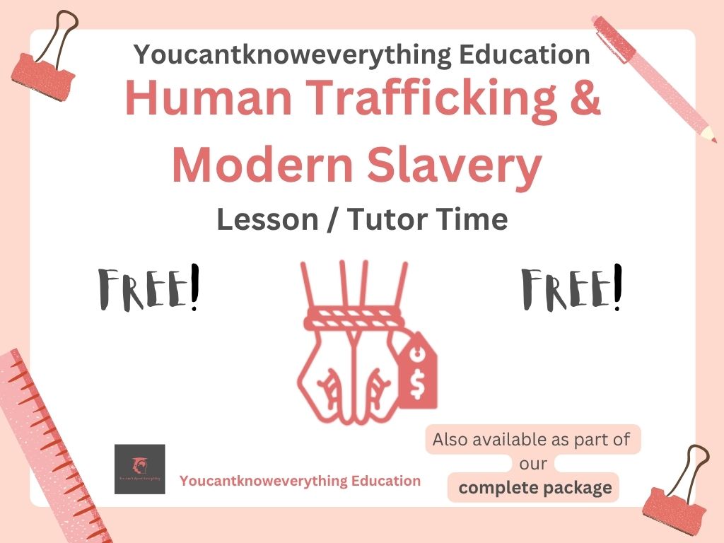 Human Trafficking & Modern Slavery PSHE resource for the new 2026 RSHE government guidance in lesson or tutor time format which is ideal for KS3 or KS4.
