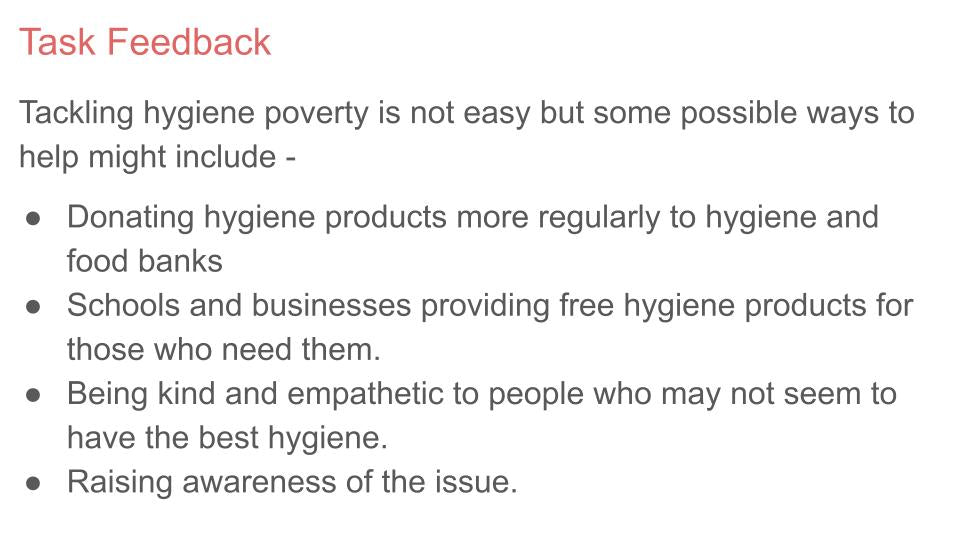 Hygiene Poverty Tutorial / Assembly