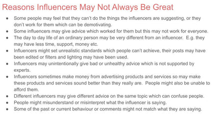 Online Influencers Lesson or Form Time Tutorial