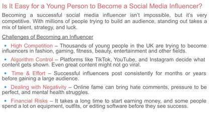 Online Influencers Lesson or Form Time Tutorial