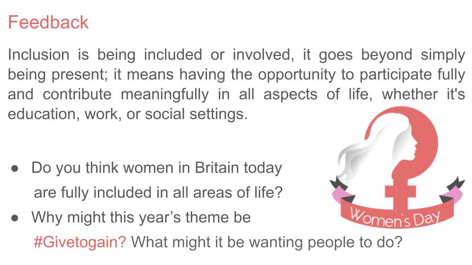 International Women's Day 2026 lesson tutor time assembly resource school 