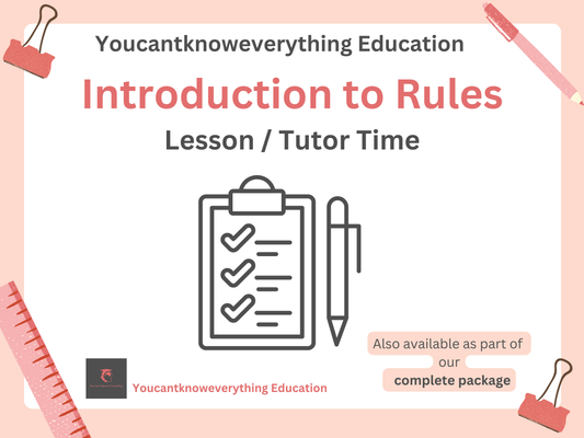 A PSHE cover photo for an 'Introdcution to Rules' intended as a full lesson