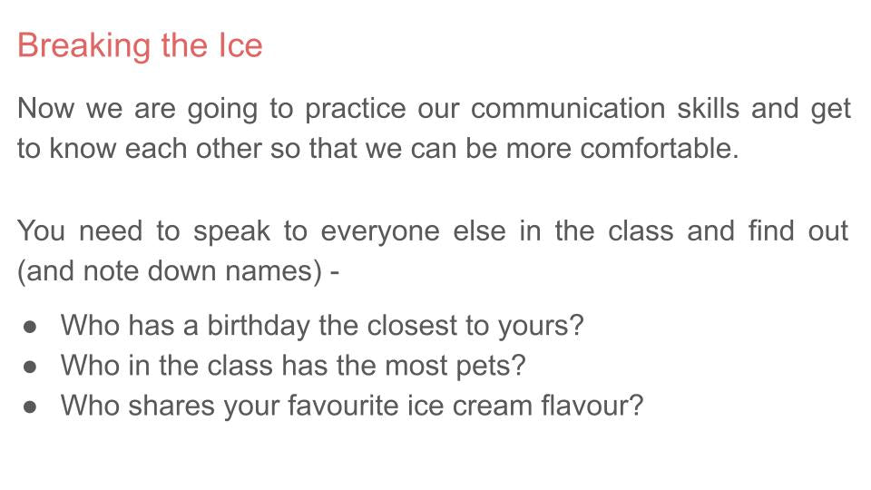 Introduction to PSHE & Icebreakers Lesson