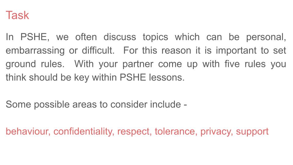 Introduction to PSHE & Icebreakers Lesson