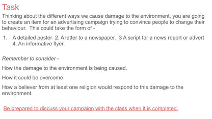 Environmental Issues With / without Religious Responses Lesson