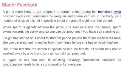 contraception ks3 lesson pshe rshe workbook starter