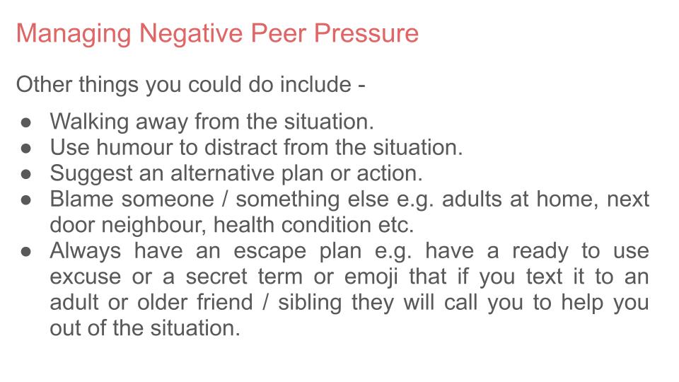 Managing Peer Pressure Lesson
