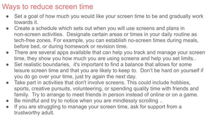 Managing Screen Time PSHE Lesson / Tutor Time 2026
