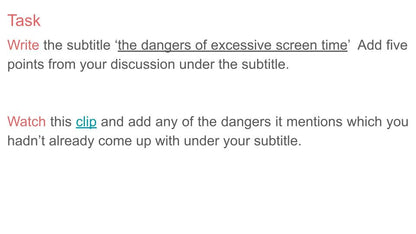 Managing Screen Time PSHE Lesson / Tutor Time 2026