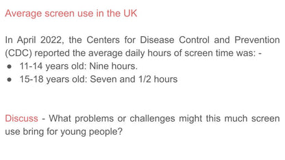 Managing Screen Time PSHE Lesson / Tutor Time 2026