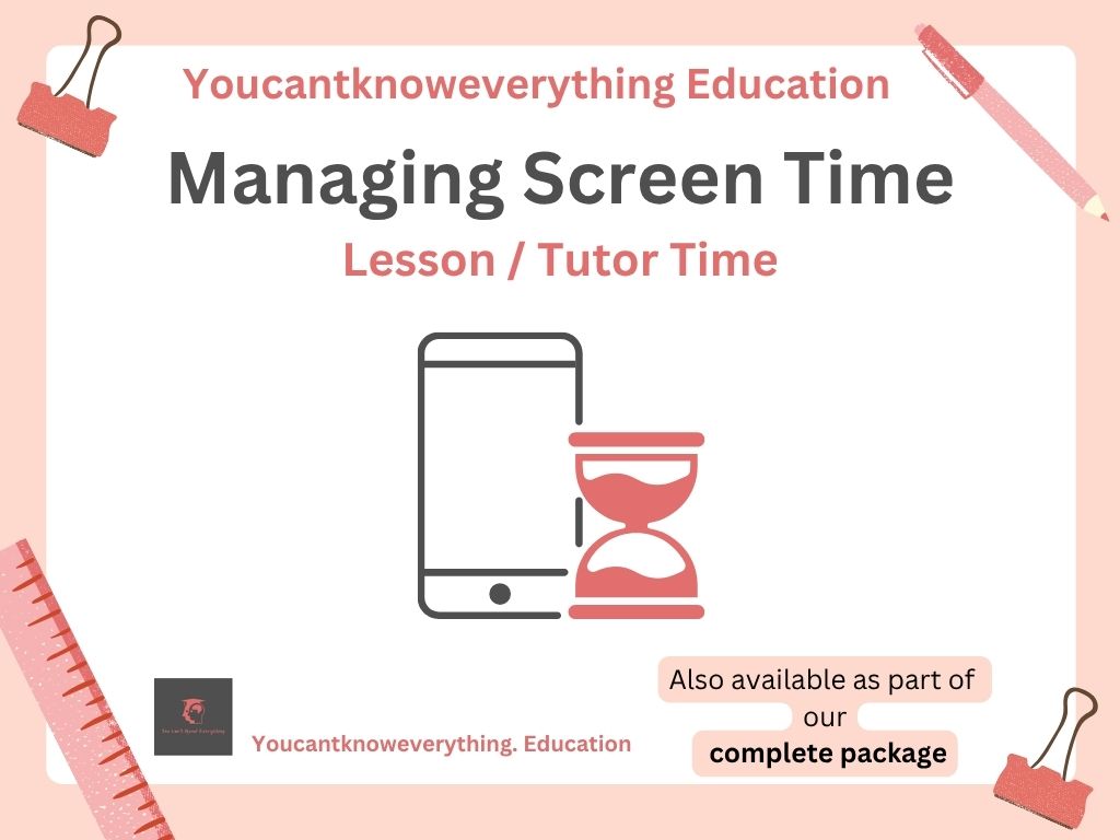 Managing screen time PSHE lesson resource