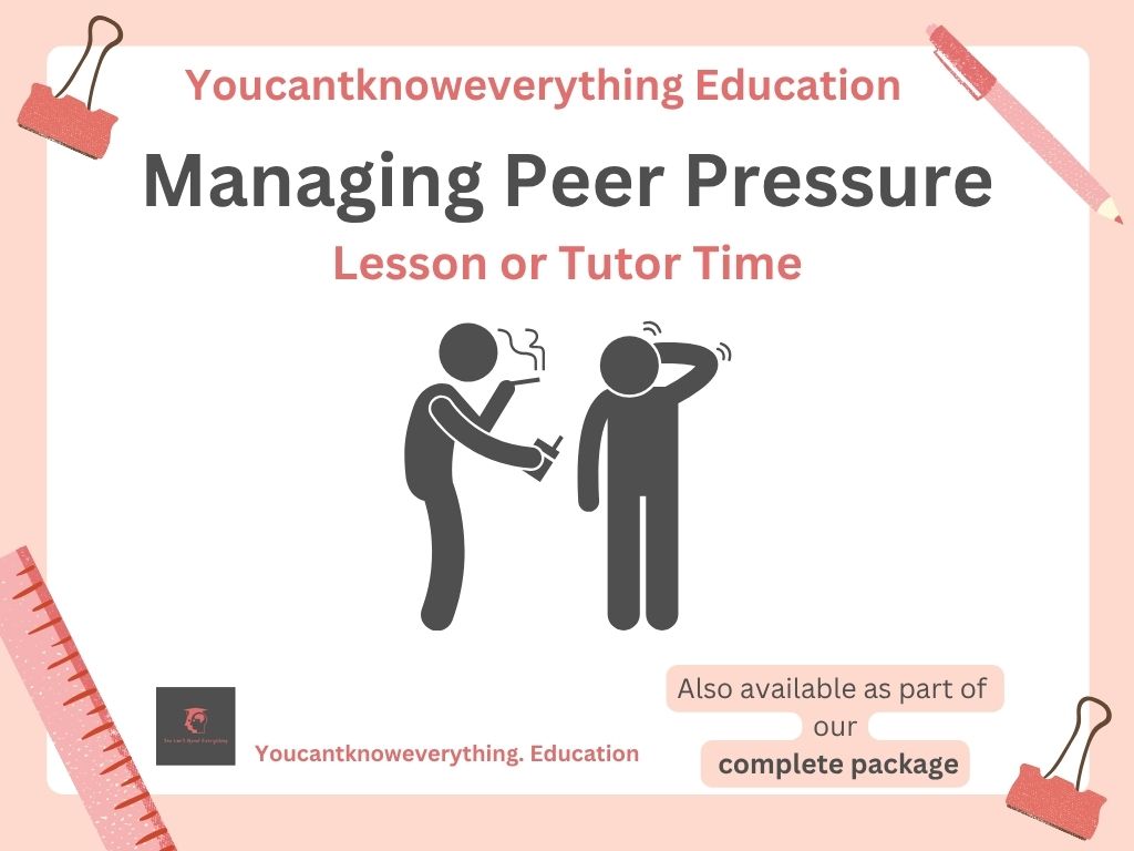 Managing peer pressure lesson or tutor time PSHE resource for KS3 secondary school pupils