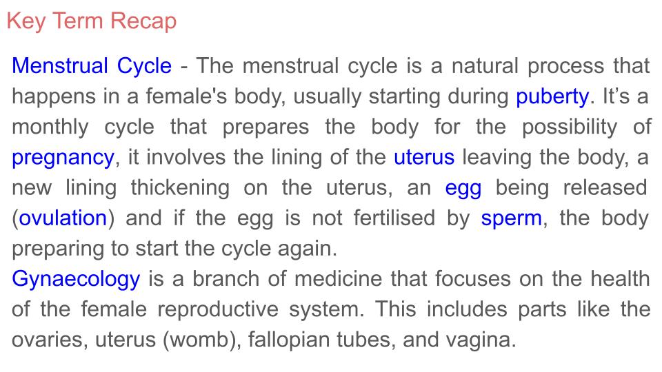 Menstrual and Gynaecological Health Lesson