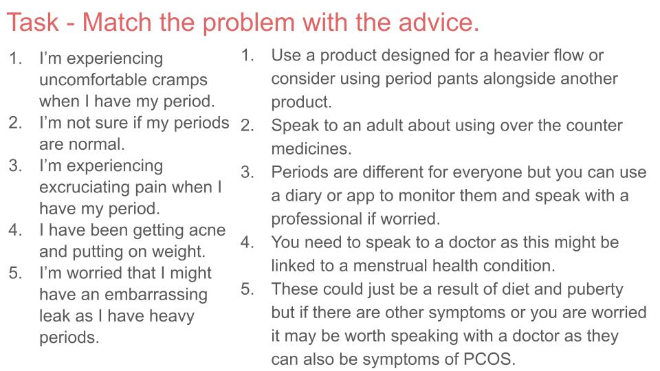 Menstrual and Gynaecological Health Lesson