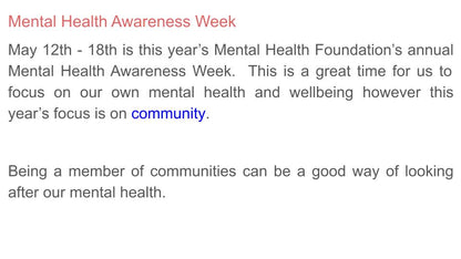 Mental Health Awareness Week 2025