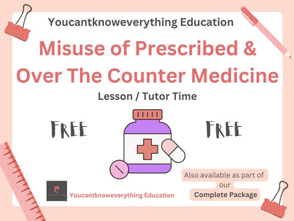 free misuse of prescription and over the counter medicine lesson pshe tutor time  resource