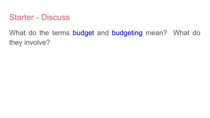 Budgeting Money Lesson or Tutorial