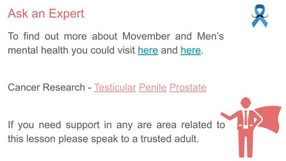 Movember tutor time / assembly resource PSHE awareness event further support