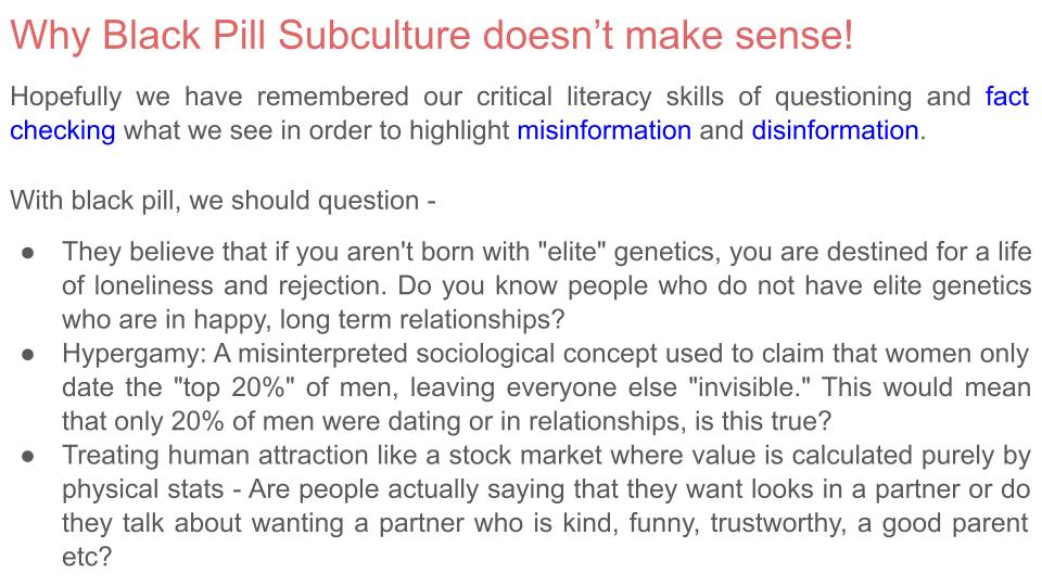 Black pill subculture PSHE RSHE lesson tutor time resource online