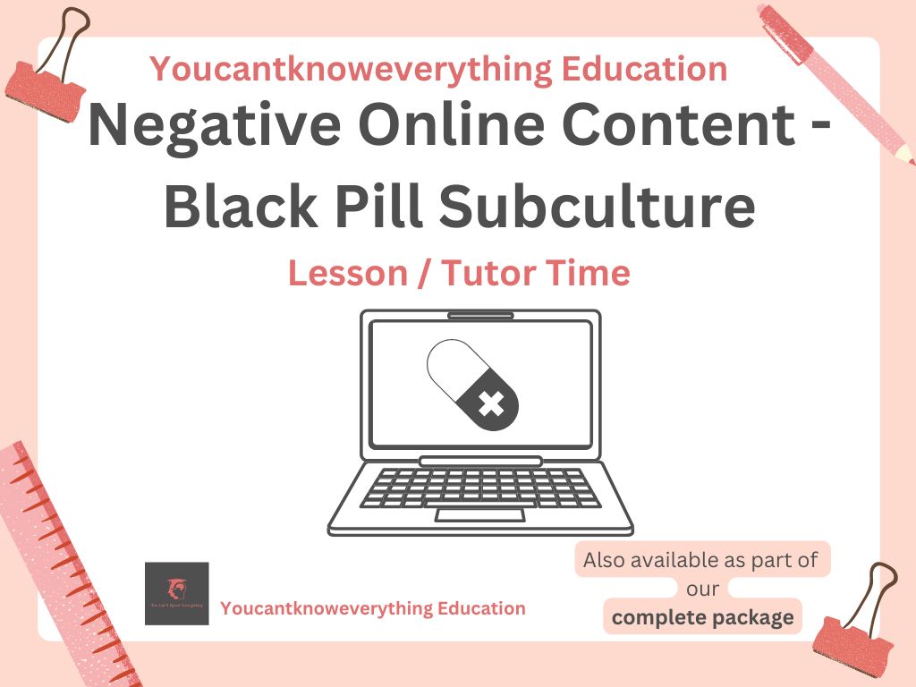 Black pill subculture PSHE RSHE lesson tutor time resource online
