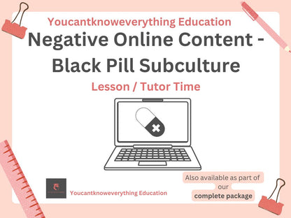 Black pill subculture PSHE RSHE lesson tutor time resource online