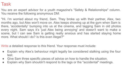 Stalking PSHE RSHE lesson 2026 free tutor time