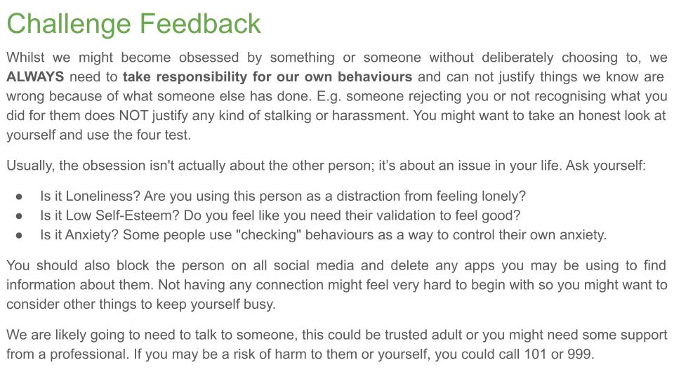 Stalking PSHE RSHE lesson 2026 free tutor time