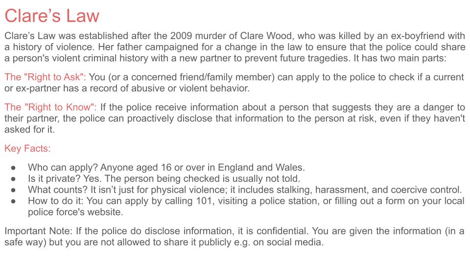 Stalking PSHE RSHE lesson 2026 free tutor time Clare's Law
