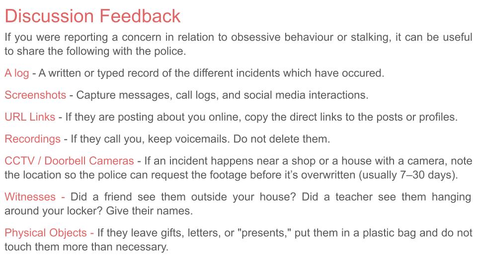 Stalking PSHE RSHE lesson 2026 free tutor time