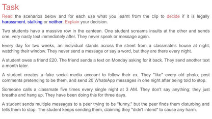 Stalking PSHE RSHE lesson 2026 free tutor time