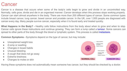 Serious Health Conditions PSHE Lesson / Tutor Time