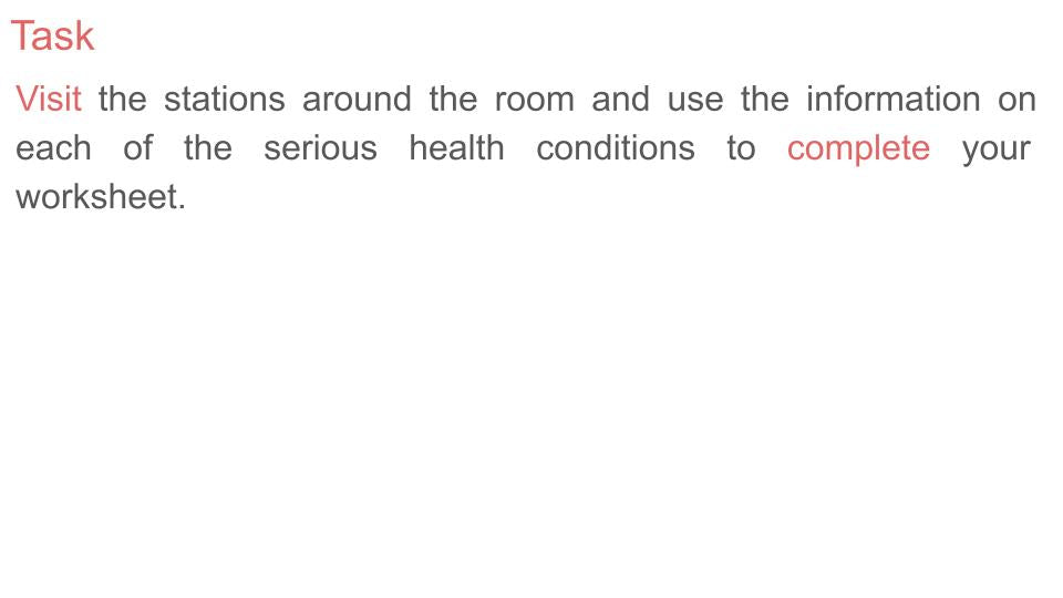Serious Health Conditions PSHE Lesson / Tutor Time