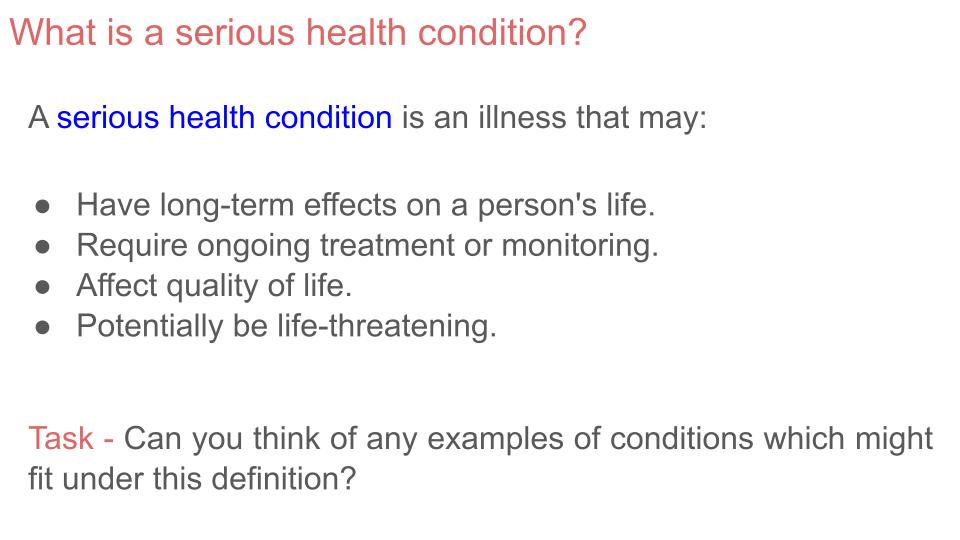 Serious Health Conditions PSHE Lesson / Tutor Time