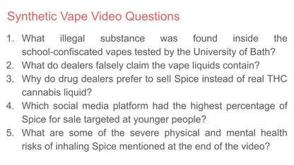 Vapes - Illegal, Synthetic and Cannabis PSHE Lesson / Tutor Time