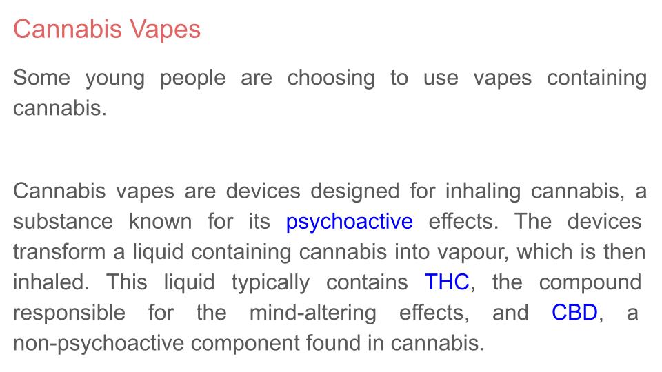 Vapes - Illegal, Synthetic and Cannabis PSHE Lesson / Tutor Time