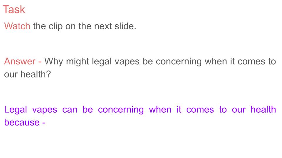 impact of vapes on health pshe task