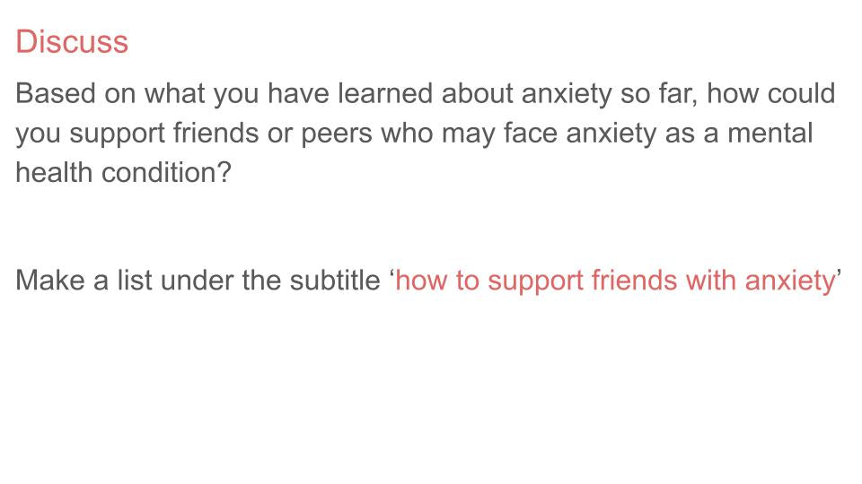 Anxiety & Mental Health PSHE Lesson / Tutor Time