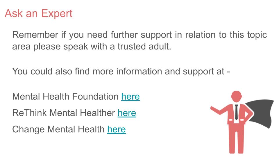 Relationships between alcohol, drugs and mental health PSHE Lesson / Tutor Time