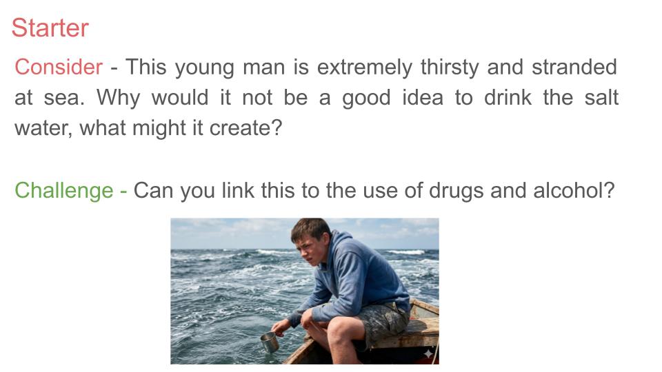 Relationships between alcohol, drugs and mental health PSHE Lesson / Tutor Time